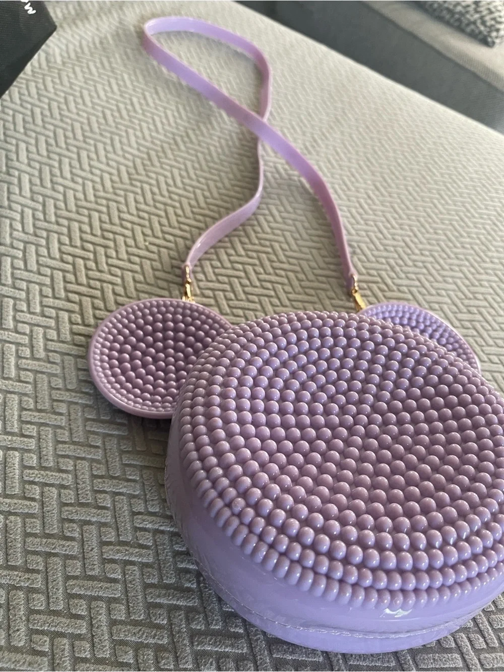 Kids Lilac Beaded Mouse Crossbody Bag